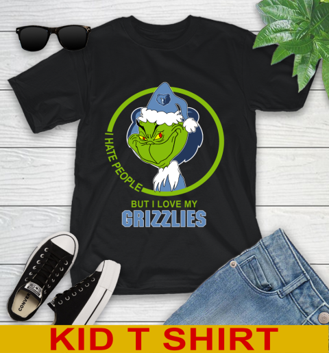 Memphis Grizzlies NBA Christmas Grinch I Hate People But I Love My Favorite Basketball Team Youth T-Shirt 2