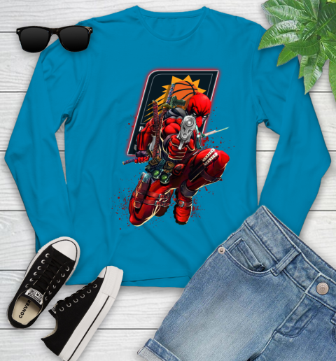 NBA Deadpool Marvel Comics Sports Basketball Phoenix Suns Youth Long Sleeve 7