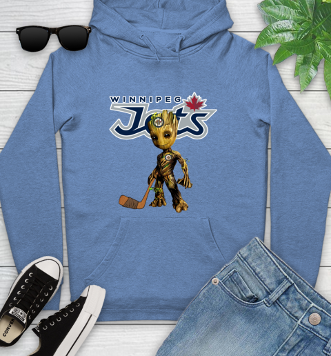 Winnipeg Jets NHL Hockey Groot Marvel Guardians Of The Galaxy Youth Hoodie 12