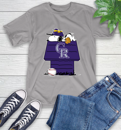 MLB Colorado Rockies Snoopy Woodstock The Peanuts Movie Baseball T Shirt T-Shirt 6