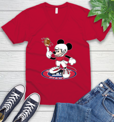 NFL Football New York Giants Cheerful Mickey Disney Shirt V-Neck T-Shirt 7
