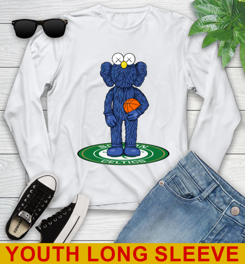 NBA Basketball Boston Celtics Kaws Bff Blue Figure Shirt Youth Long Sleeve