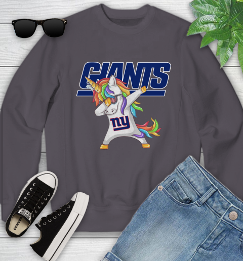 New York Giants NFL Football Funny Unicorn Dabbing Sports Youth Sweatshirt 6