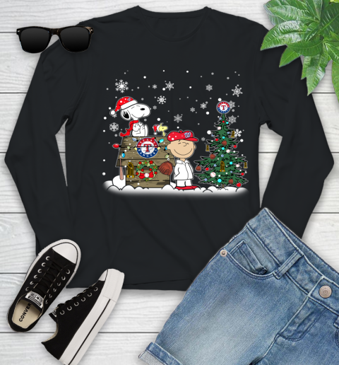 MLB Washington Nationals Snoopy Charlie Brown Christmas Baseball Commissioner's Trophy Youth Long Sleeve