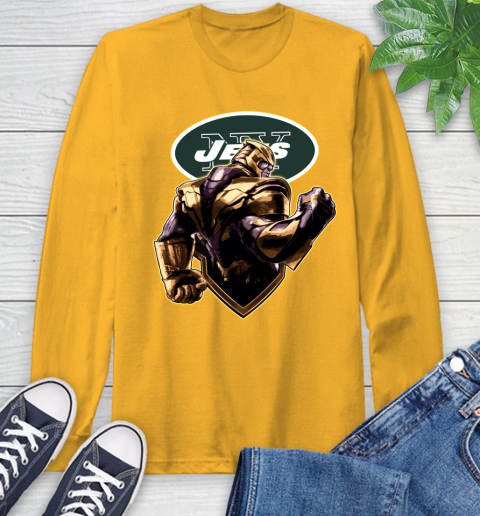 NFL Thanos Avengers Endgame Football Sports New York Jets Long Sleeve T-Shirt 3