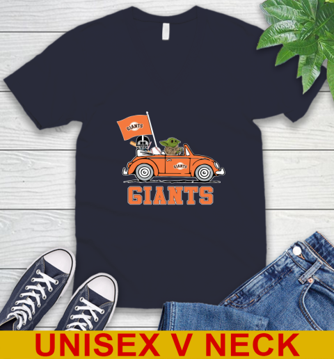 MLB Baseball San Francisco Giants Darth Vader Baby Yoda Driving Star Wars Shirt V-Neck T-Shirt 3