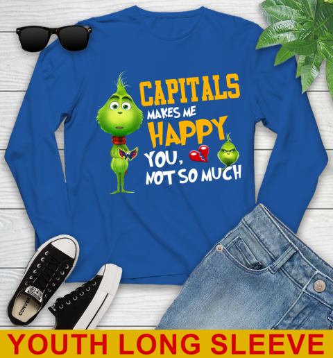 NHL Washington Capitals Makes Me Happy You Not So Much Grinch Hockey Sports Youth Long Sleeve 10