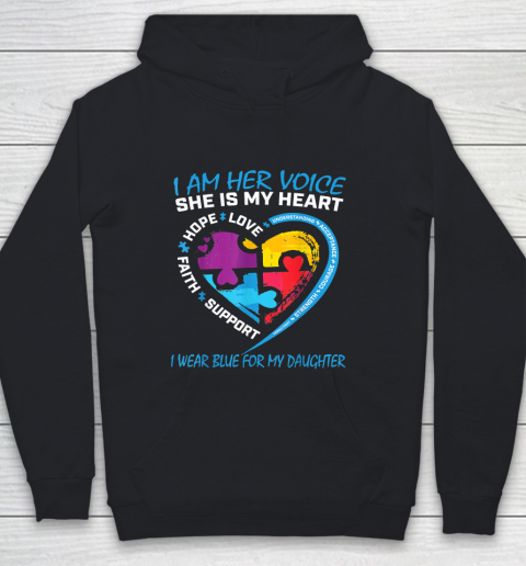 Mom Dad Puzzle I Wear Blue For My Daughter Autism Awareness Youth Hoodie