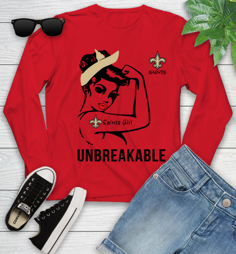 NFL New Orleans Saints Girl Unbreakable Football Sports Youth Long Sleeve 8