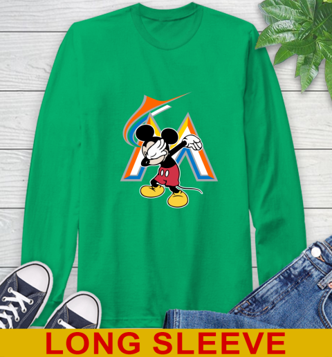 Miami Marlins MLB Baseball Dabbing Mickey Disney Sports Long Sleeve T-Shirt 7