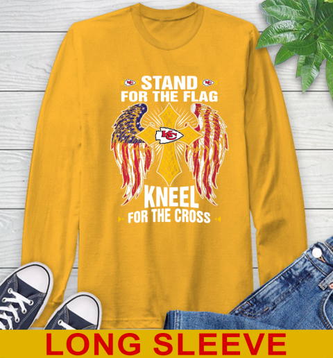 NFL Football Kansas City Chiefs Stand For Flag Kneel For The Cross Shirt Long Sleeve T-Shirt 2