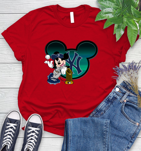 MLB New York Yankees The Commissioner's Trophy Mickey Mouse Disney Women's T-Shirt 9