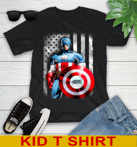 San Antonio Spurs NBA Basketball Captain America Marvel Avengers American Flag Shirt Youth T-Shirt