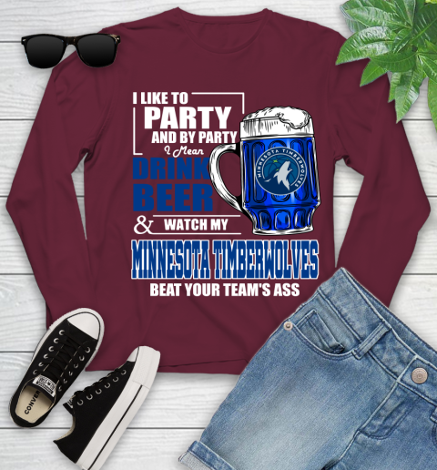 NBA Drink Beer and Watch My Minnesota Timberwolves Beat Your Team's Ass Basketball Youth Long Sleeve 6
