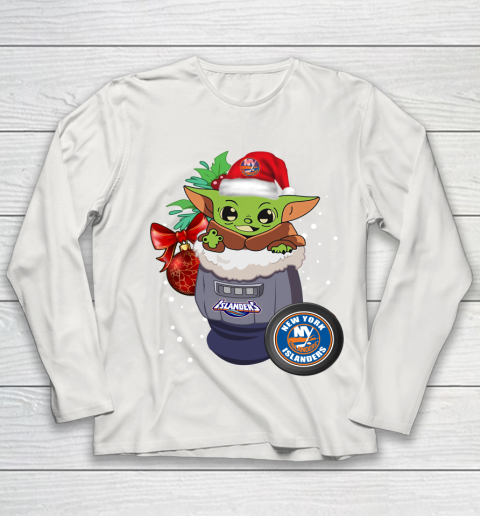 New York Islanders Christmas Baby Yoda Star Wars Funny Happy NHL Youth Long Sleeve 11
