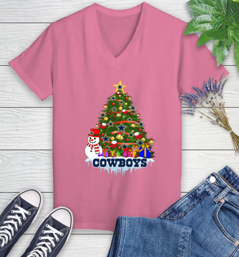 Dallas Cowboys Merry Christmas NFL Football Sports Women's V-Neck T-Shirt 13