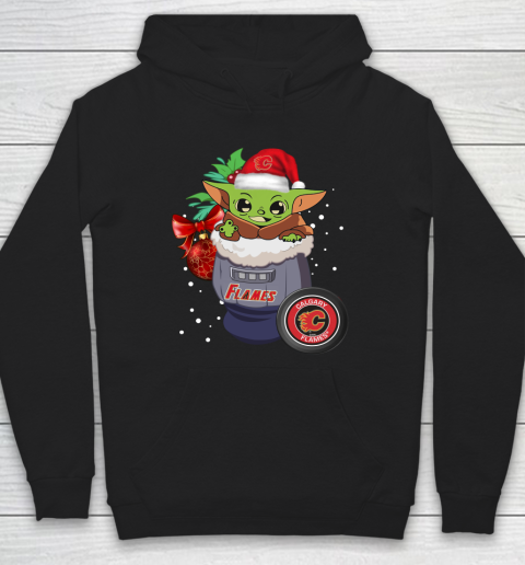 Calgary Flames Christmas Baby Yoda Star Wars Funny Happy NHL Hoodie 2