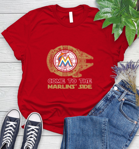 MLB Come To The Miami Marlins Side Star Wars Baseball Sports Women's T-Shirt 13