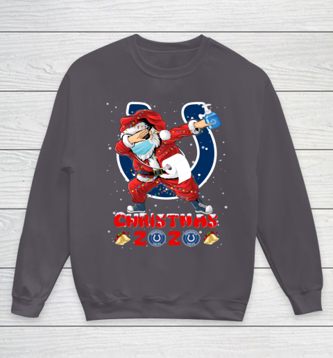 Indianapolis Colts Funny Santa Claus Dabbing Christmas 2020 NFL Youth Sweatshirt 5