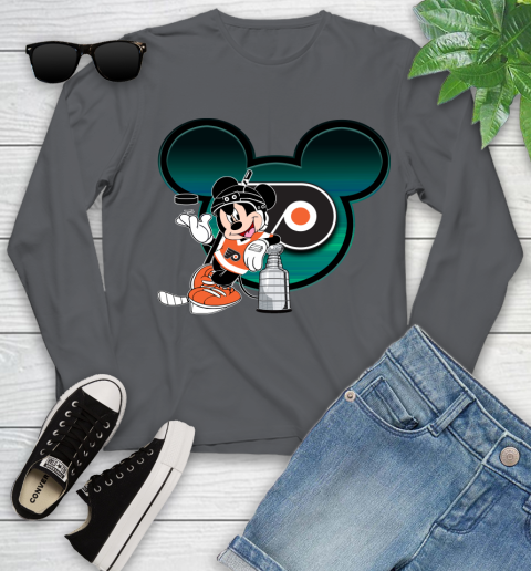 NHL Philadelphia Flyers Stanley Cup Mickey Mouse Disney Hockey T Shirt Youth Long Sleeve 8