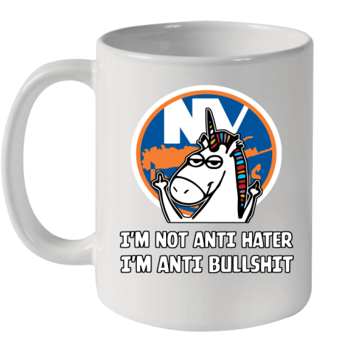 New York Islanders NHL Hockey Unicorn I'm Not Anti Hater I'm Anti Bullshit Ceramic Mug 11oz
