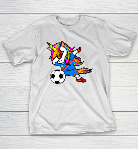 Dabbing Unicorn DR Congo Football Congolese Flag Soccer T-Shirt