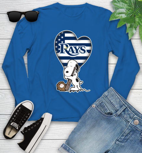 Tampa Bay Rays MLB Baseball The Peanuts Movie Adorable Snoopy Youth Long Sleeve 9