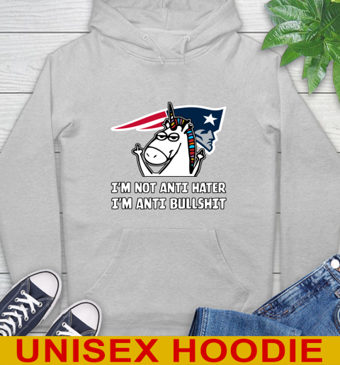 New England Patriots NFL Football Unicorn I'm Not Anti Hater I'm Anti Bullshit Hoodie 6