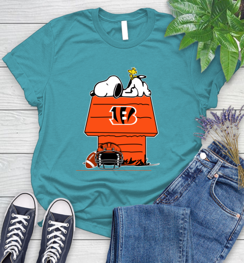 Cincinnati Bengals NFL Football Snoopy Woodstock The Peanuts Movie Women's T-Shirt 12