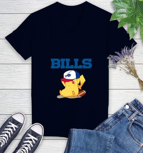 NFL Pikachu Football Sports Buffalo Bills Women's V-Neck T-Shirt 3