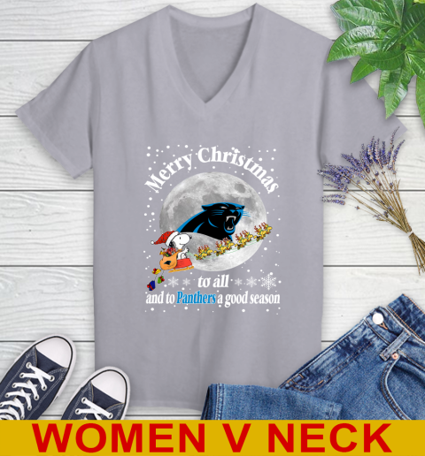 Carolina Panthers Merry Christmas To All And To Panthers A Good Season NFL Football Sports Women's V-Neck T-Shirt 4