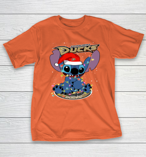 Anaheim Ducks NHL Hockey noel stitch Christmas T-Shirt 3