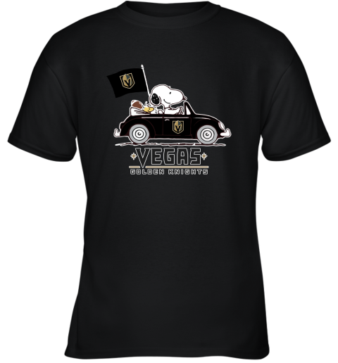 Snoopy And Woodstock Ride The Vegas Golden Knighta Car NHL Youth T-Shirt