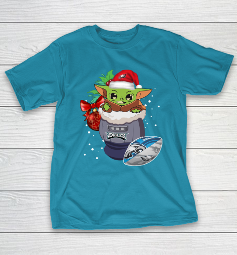 Philadelphia Eagles Christmas Baby Yoda Star Wars Funny Happy NFL T-Shirt 8