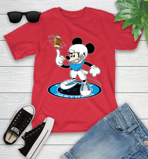 NFL Football Carolina Panthers Cheerful Mickey Disney Shirt Youth T-Shirt 10