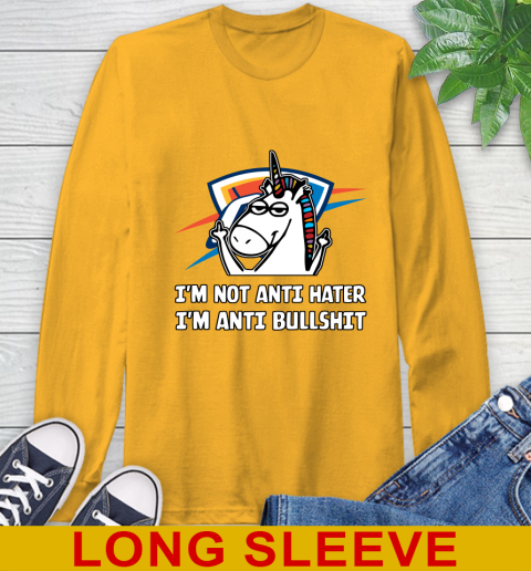 Oklahoma City Thunder NBA Basketball Unicorn I'm Not Anti Hater I'm Anti Bullshit Long Sleeve T-Shirt 3