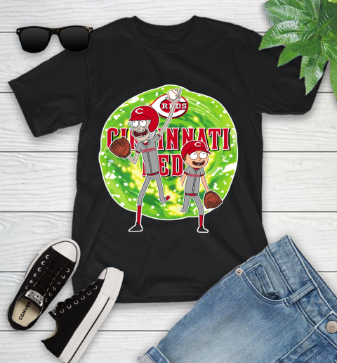 MLB Cincinnati Reds Rick And Morty Baseball Sports Youth T-Shirt 2