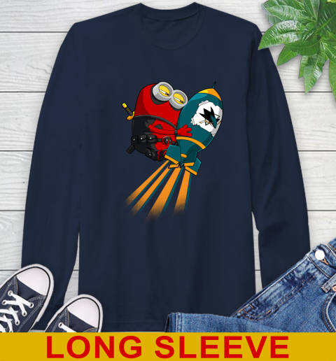 NHL Hockey San Jose Sharks Deadpool Minion Marvel Shirt Long Sleeve T-Shirt 3