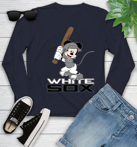 MLB Baseball Chicago White Sox Cheerful Mickey Mouse Shirt Youth Long Sleeve 3