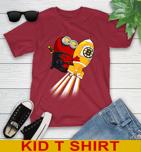 NHL Hockey Boston Bruins Deadpool Minion Marvel Shirt Youth T-Shirt 12