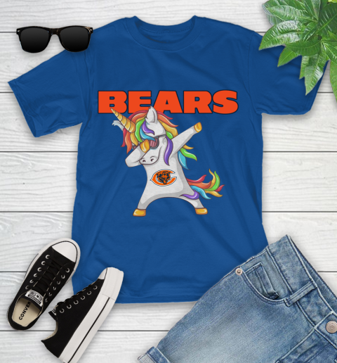 Chicago Bears NFL Football Funny Unicorn Dabbing Sports Youth T-Shirt 9