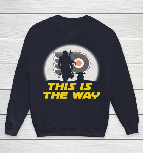 Philadelphia Flyers NHL Ice Hockey Star Wars Yoda And Mandalorian This Is The Way Youth Sweatshirt 3 Philadelphia Flyers NHL Ice Hockey Star Wars Yoda And Mandalorian This Is The Way Youth Sweatshirt - Image 3