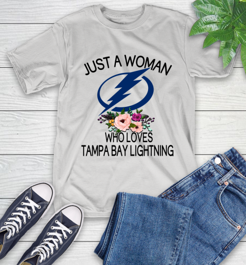 NHL Just A Woman Who Loves Tampa Bay Lightning Hockey Sports T-Shirt