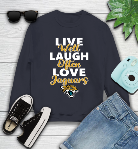 NFL Football Jacksonville Jaguars Live Well Laugh Often Love Shirt Youth Sweatshirt 2