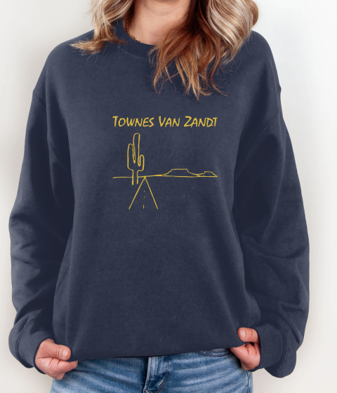 TOWNES VAN ZANDT ROADSONGS Sweatshirt 7hxk townes van zandt roadsongs sweatshirt 35 front navy