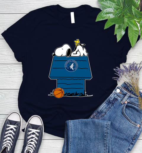 Minnesota Timberwolves NBA Basketball Snoopy Woodstock The Peanuts Movie Women's T-Shirt 3
