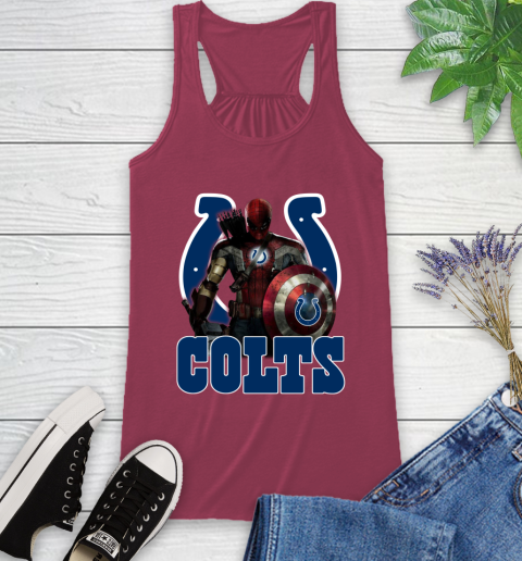 NFL Captain America Thor Spider Man Hawkeye Avengers Endgame Football Indianapolis Colts Racerback Tank 8