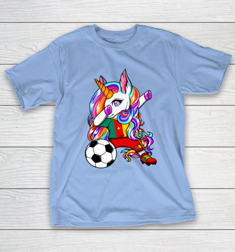 Dabbing Unicorn Cameroon Soccer Fans Jersey Flag Football T-Shirt 23