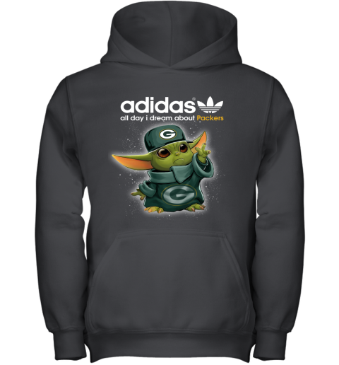 Baby Yoda Adidas All Day I Dream About Green Bay Packers Youth Hoodie
