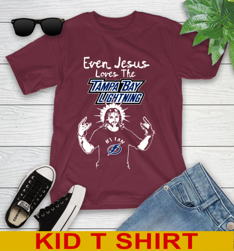 Tampa Bay Lightning NHL Hockey Even Jesus Loves The Lightning Shirt Youth T-Shirt 5